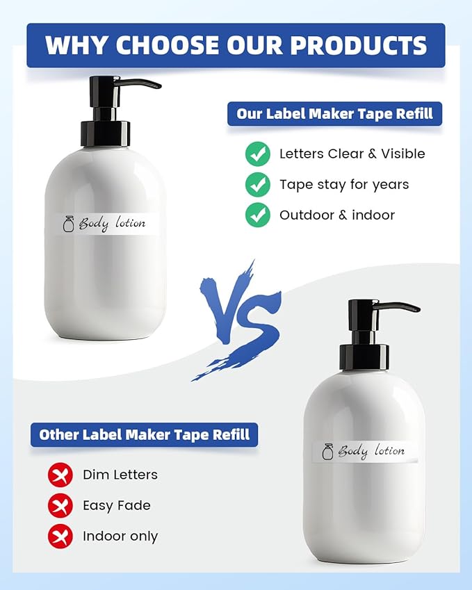 Airmall Replace for Brother Label Maker Tape TZe-231 TZe TZ Tape 12mm 0.47 Inch Laminated White TZe231 Black on White Compatible with Brother P-Touch 1/2" PT-D210 D220 H110 D400 D410 1280, 10-Pack