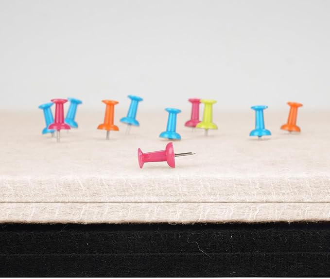 Bulletin Board - 35 x 17.5 inches Decorative Felt Pin Board - Cork Board Alternative for Wall - Foldable Photo Board Self-Adhesive Prayer Board with 20 Pushpins - Oatmeal