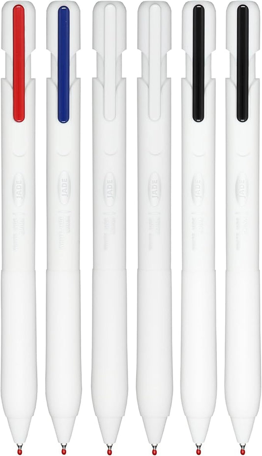 DUNBONG Retractable Ballpoint Pen,Ball pens, 0.5mm Gel Pens, Fine Point, 4 Black, 1 Blue &1 Red,Box of 6 Pens