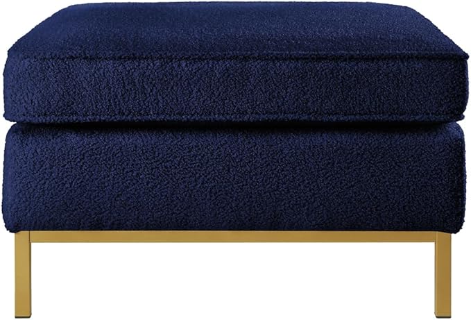 24KF Large Square Couch Ottoman for Living Room, Upholstered Teddy Fabric Padded Cushion Ottoman Table,Large Foot Rest,5088-Teddy Navy
