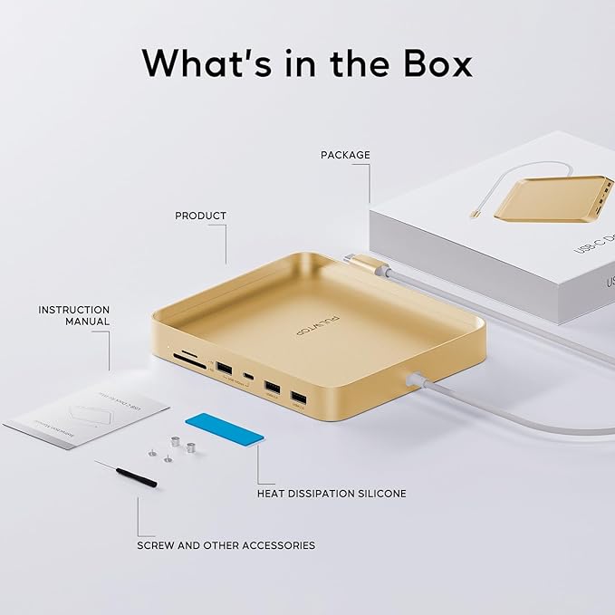 USB C HUB for iMac 24 inch 2021/2023/2024, PULWTOP USB Hub Adapter iMac Accessories for iMac M1/M3/M4 with USB C 10Gbps 3*USB A SD/TF, Docking Station Support Expand M.2 SSD (Not Included),Yellow