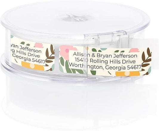 Pastel Floral Rolled Address Labels / 250 Personalized Return Address Labels/Designer Address Stickers in Elegant Plastic Dispenser
