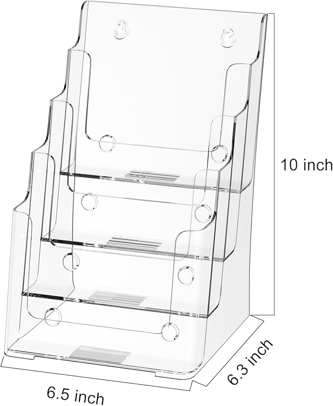 zavekia 4 Tier 6x9 inch Acrylic Brochure Holder, Clear Literature Organizer Magazine Stand, Magazine Holder,Flyer Holder (2)