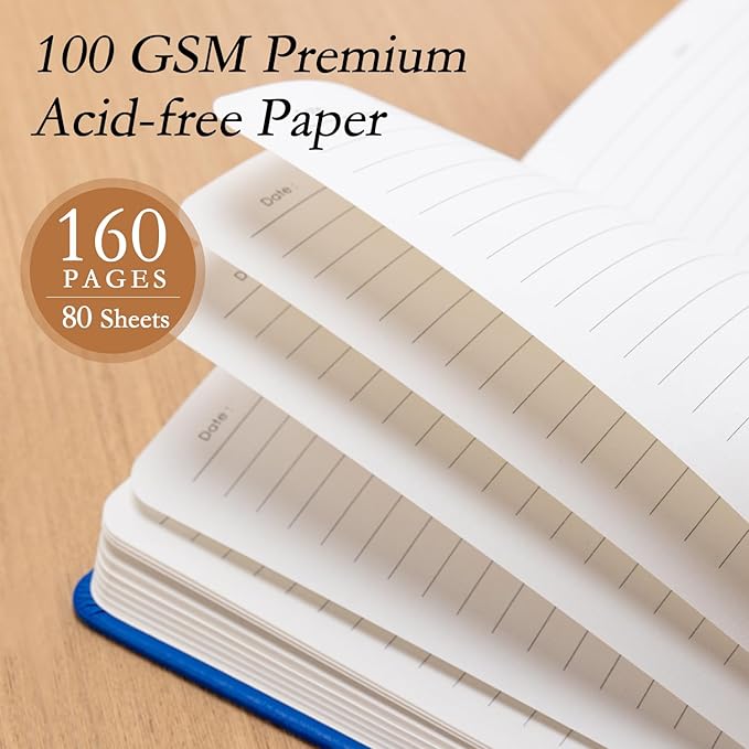 deli A5 Lined Journal Notebook, 160 Pages Hardcover Writing Notebook, 5.5"x8.2" College Ruled Notebook for Office, School, Work Notes (Blue)