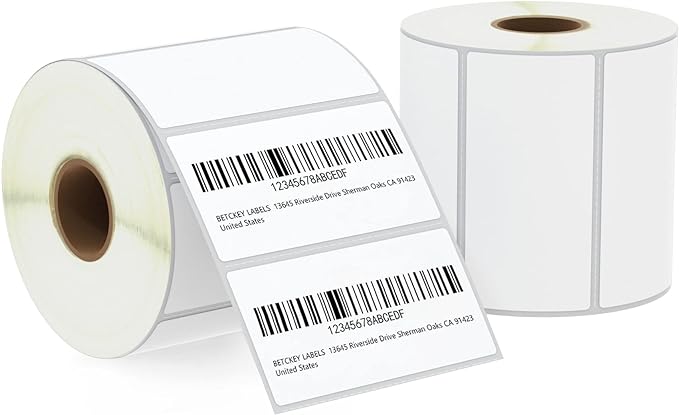 BETCKEY - 3" x 1.5" (76 mm x 38 mm) Barcode Shipping & Address Labels Compatible with Zebra & Rollo Label Printer,Premium Adhesive & Perforated [2 Rolls, 1900 Labels]