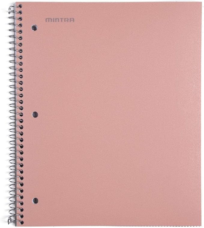 Mintra Office Durable Spiral Notebooks, 1 Subject, (Salmon, Sage Green, Lavender, College Ruled 3 Pack), 100 Sheets, Poly Pocket, Moisture Resistant Cover, Strong back, For School, Office, Business,