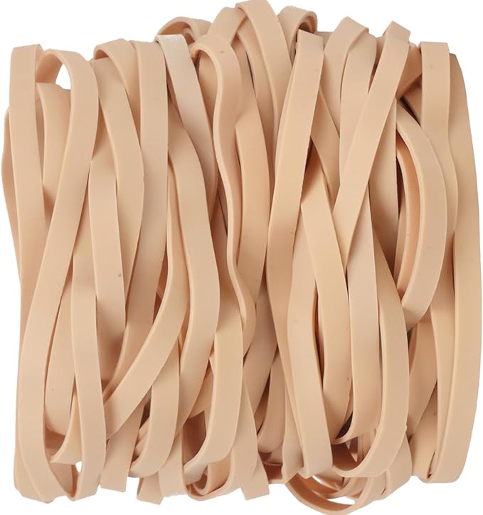 Rubber Bands 65Pcs Size#69 Big Elastic Rubber Band Large Beige Rubber Bands for Office Supplies File Folders Litter Box (5.9" x 0.24")
