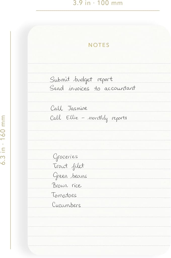 Elegant Desk Notepads for Professionals, Executive's Memo Pads, Minimalist, Gold Foiled, Lined, 5 Pack, 375 Sheets Total (75 Each), 6.3" x 3.9”, 80 GSM, Eco-friendly, FSC™ Certified