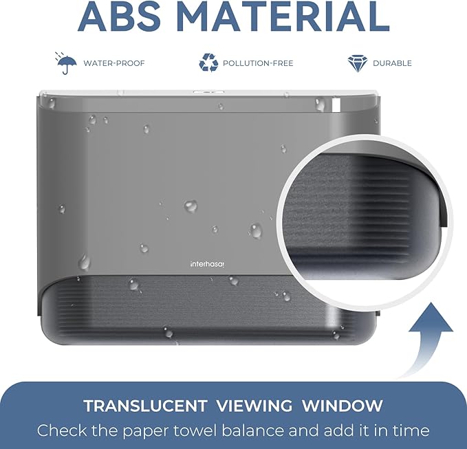 Commercial Paper Towel Dispenser Wall Mount Adhesive Multifold Trifold cFold Folded Paper Hand Towel Dispenser for Bathroom 10.7" L x 3.7" W x 8" H