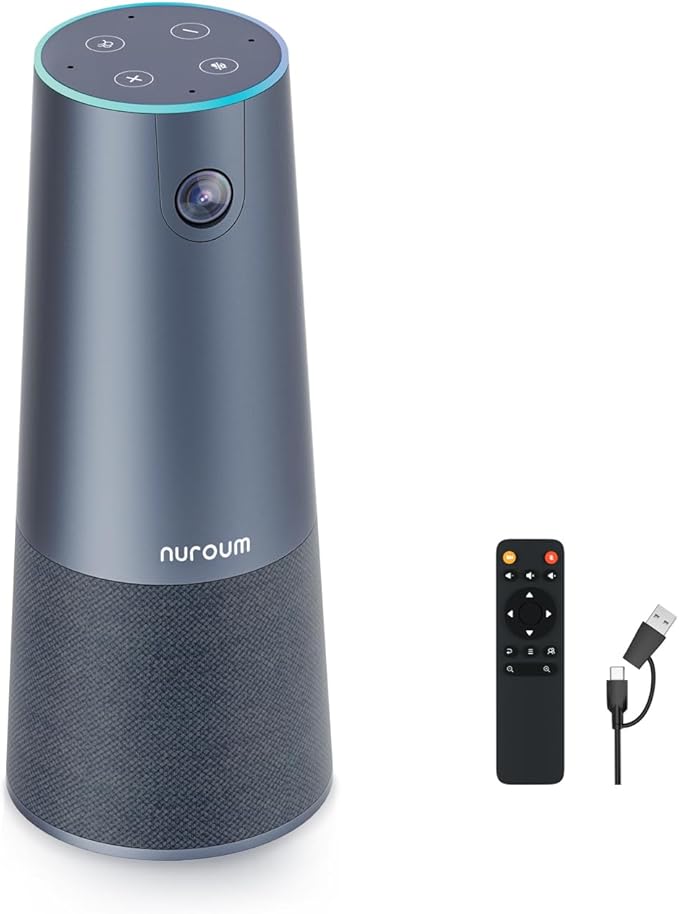 NUROUM C40(2nd Gen) 2K Video Conference Webcam with Microphone and Speaker, 5X Zoom, 4 Noise Cancelling Mics Conference Room Camera, 120°Ultra Wide Angle, 16ft Voice Pickup, for Zoom/Skype/Teams