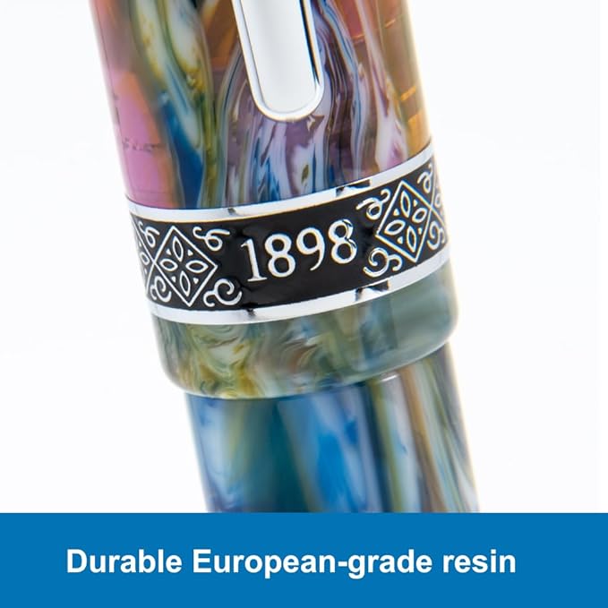 Conklin 1898 Fountain Pen, Misto Green - Stub Nib | Unique Resin Blend Pen with Luxury Design | JoWo Stainless Steel Nib Made in Germany | Ideal Gift for Pen Lovers