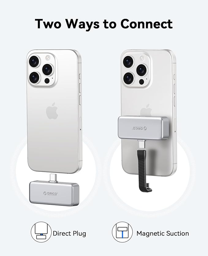 ORICO FlashPod 2TB Portable SSD Up to 2000MB/s, Direct Plug Design, High-Speed External SSD with USB 3.2 Gen2x2 20Gbps Interface, Reliable Storage for iPhone 16 Series, Tablets, Laptops - S20