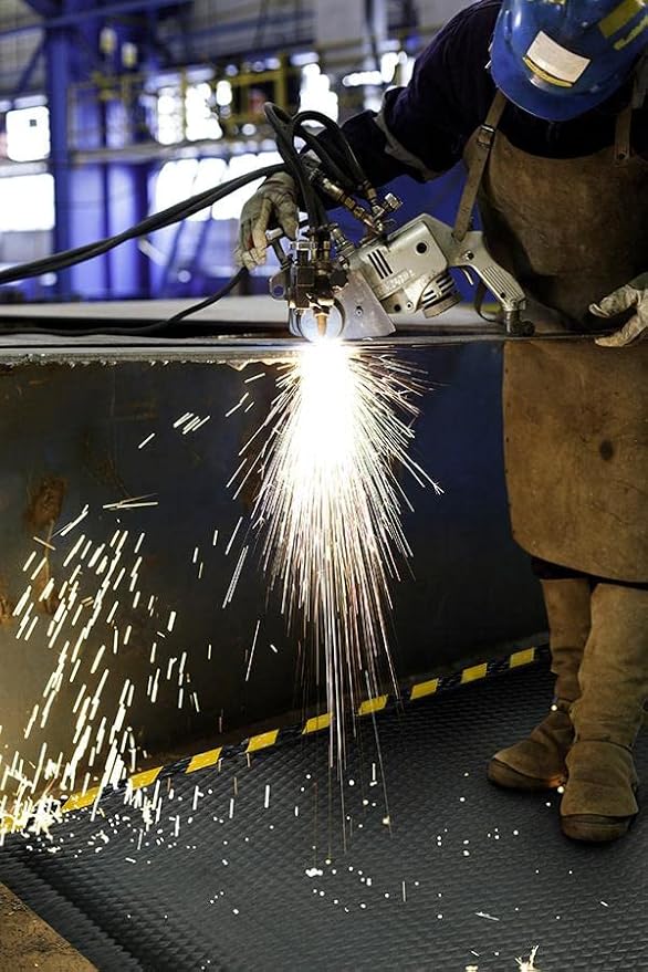 American Floor Mats Hog Heaven Premium 7/8" Black & Black Border 5' x 12' Nitrile Backed Anti-Fatigue Comfort Mat