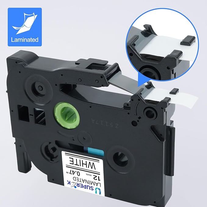 6 Pack 12mm 0.47 Laminated White Tape Compatible for Brother P-Touch Label Maker Tape TZe-231 12mm Label TZe231 1/2 Inch TZe TZ Tapes TZ-231 TZ231 for PT-D210 D200 D220 H100 H110 D400