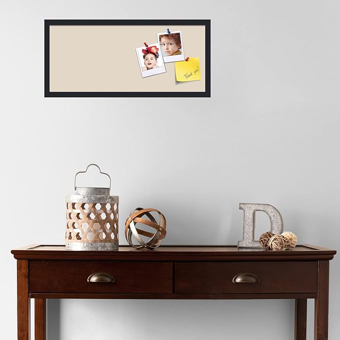 PinPix 28x12 Inch Cork Bulletin Board. This Decorative Framed Pin Board Comes with Desert Pastel Design and a Satin Black Frame. Ideal for Home Office Decor or Message Board (PinPix-1815)