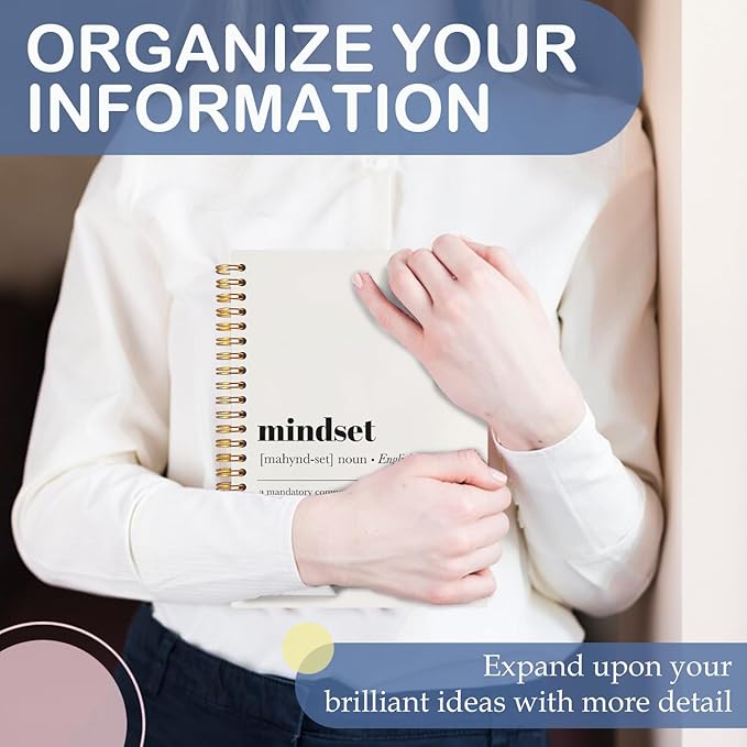 SNNDER Inspirational Mindset Notebook Journal, Motivational Affirmation Journal for Coworkers Women Men, Hardcover Spiral Notebooks 5.5x8.3 Inch