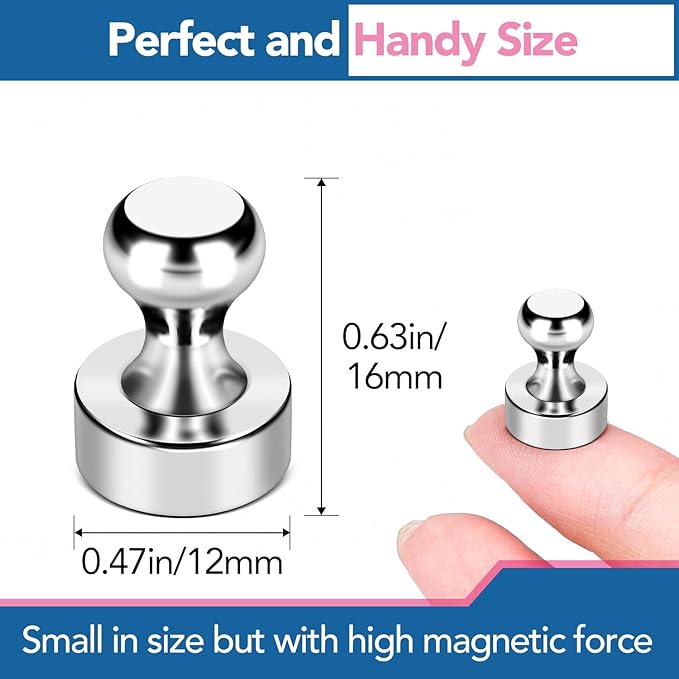 LOVIMAG Refrigerator Magnets, 28Pcs Strong Fridge Magnets for Refrigerator, Small Neodymium Magnets for Whiteboard, Metal Push Pin Magnets for Kitchen, Office, School, Locker, Map Decorative