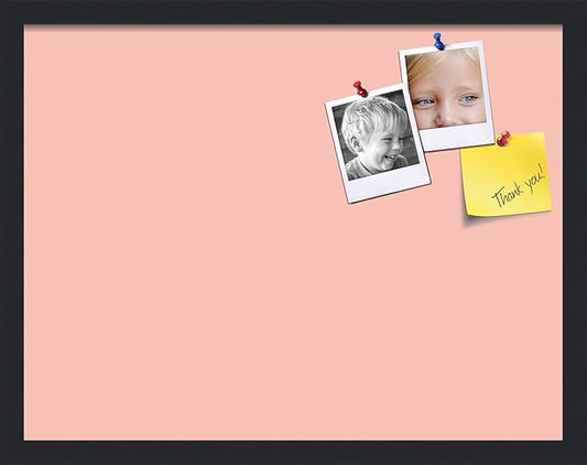 PinPix 22x17 Inch Cork Bulletin Board. This Decorative Framed Pin Board Comes with Pink Pastel Design and a Satin Black Frame. Ideal for Home Office Decor or Message Board (PinPix-1813)
