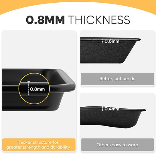 Quarter Sheet Pan 12.8x9, Cookie Sheets for Baking 0.8mm Thick Non Stick Baking Sheets for Oven Heavy Duty Baking Trays