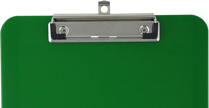 Trade Quest Plastic Clipboard Opaque Color Letter Size Low Profile Clip (Pack of 6) (Green)