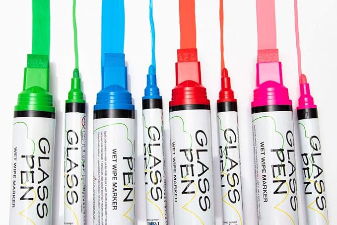 Glass Pen Window Marker: Liquid Chalk Pens for Glass, Whiteboard Markers with Washable Paint - Graduation, Car Windows, Mirror Pen, Storefront, Wedding, Parade, Party & Holiday (Pink, Jumbo Tip)