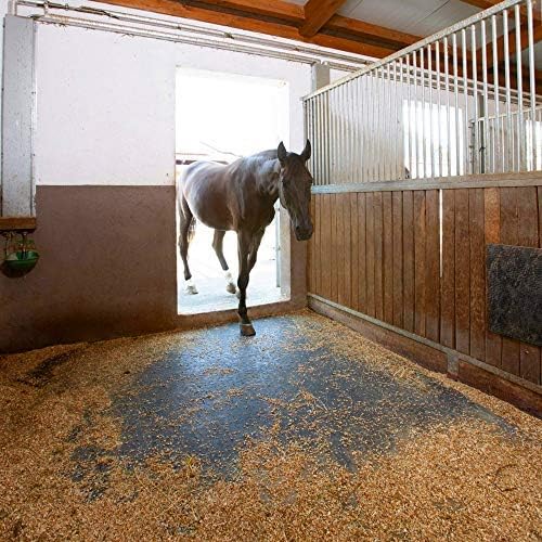 American Floor Mats - Heavy Duty Horse Mats - Slip Resistant, Black, 14" x 14" Square Tiles, 49 Tiles Total, 0.75" Thick