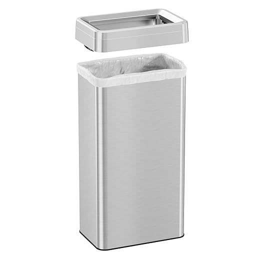 iTouchless 21 Gallon Open Top Recycling Bin and Kitchen Trash Can, Rectangular Commercial Grade Stainless Steel, 80 Liter Trashcan for Home Office Work Bedroom Living Room Garage Extra-Large Capacity