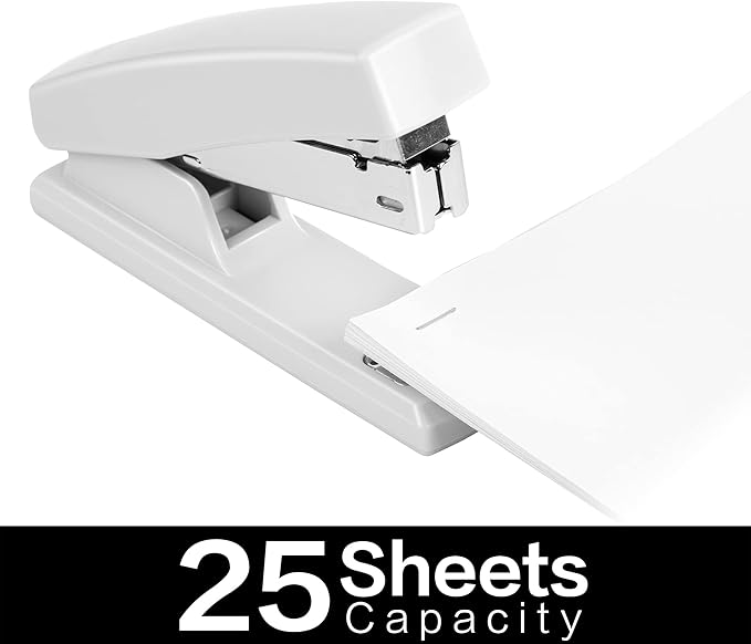 Deli Stapler, Desktop Staplers with 640 Staples, Office Stapler, 25 Sheet Capacity, White