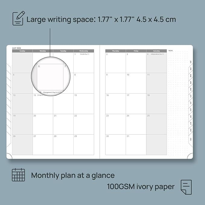 POPRUN 2026 Planner (Large Size 8.5''x 10.5'' Hardcover) - Daily Weekly and Monthly Calendar Agenda 2026 Appointment Book with Hourly Time Slots, Monthly Tabs, 100 GSM - Pacific Green