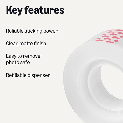 Amazon Basics Matte Finish Tape, Invisible Tape, 3/4" x 1000"(27.78 Yards), 24-Pack, Transparent