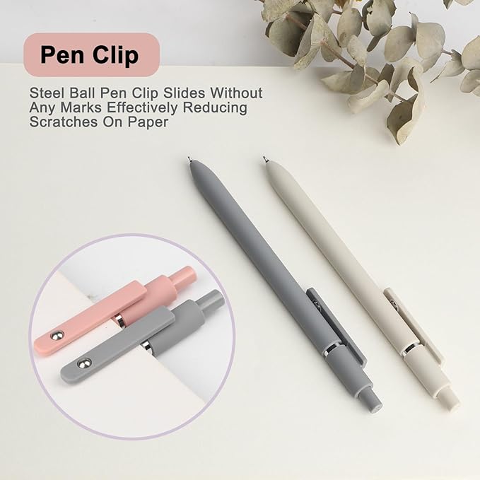 FIOVER Gel Pens, 5pcs 0.5mm Quick Dry Black Ink Fine Point Smooth Writing Pens High-End Series Ballpoint for Office School Supplies(Morandi)