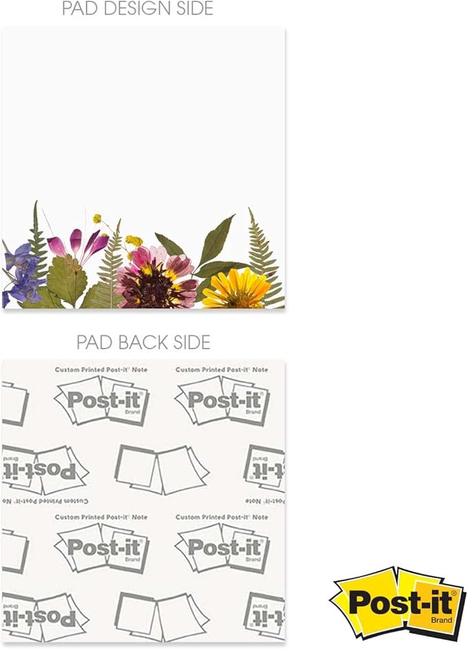 Wildflower Sticky Note Pads / 3" x 3" Botanical Sticky Notes/Set of 6 Pads / 50 Sheets Per Pad/Three Unique Designs/Made in The USA
