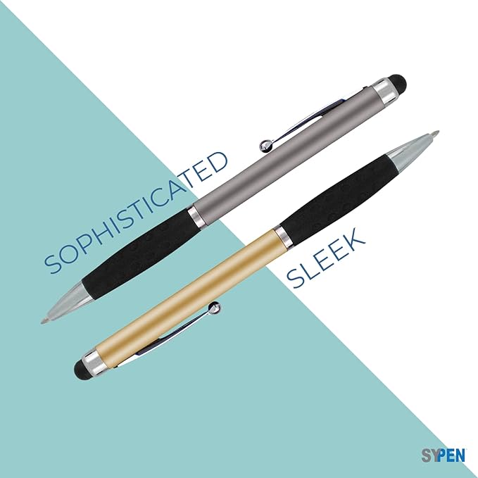 Personalized Pens With your Custom Logo or Text-600 Pack Bulk-for Businesses, Parties, and Events, 2 in 1 Ballpoint Pen & Stylus Compatible with Touchscreen Devices, Gold Barrel, Black Ink