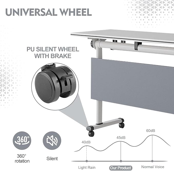 Conference Table,Folding Conference Tables Modern White Conference Room Table with Wheels, 2-10 Persons,for Office, Meeting Room (2, 1619YH, 55IN)
