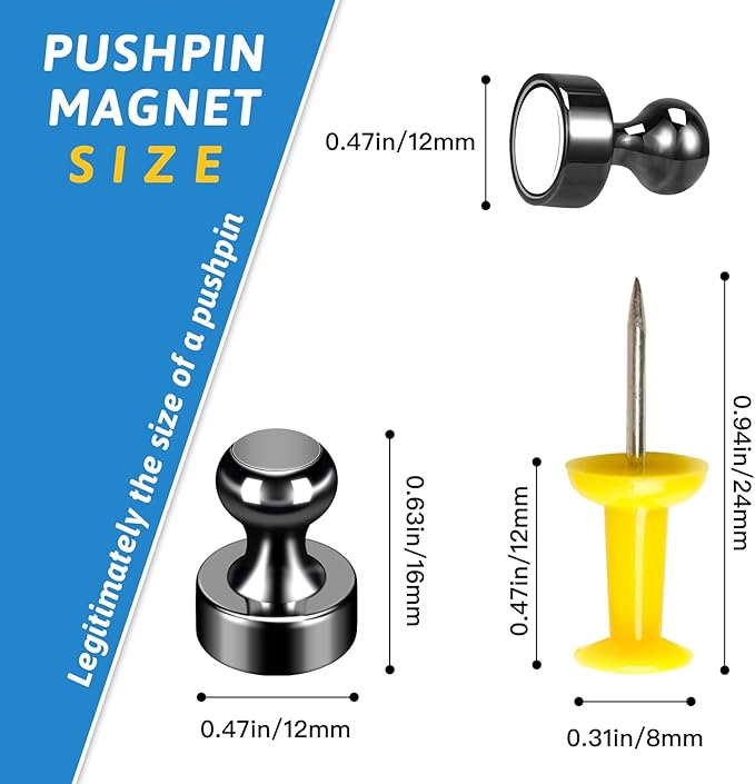 20Pack Strong Magnets for Refrigerator Neodymium Fridge Magnets Adult Magnets for Dry Erase Board Lockers Whiteboard Kitchen Home Office Classroom Black