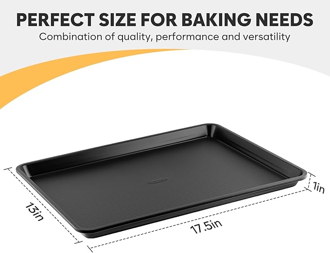 Half Sheet Pan 17.5” x 13”, Cookie Sheets for Baking 0.8mm Thick Non Stick Baking Sheets for Oven Heavy Duty Baking Trays