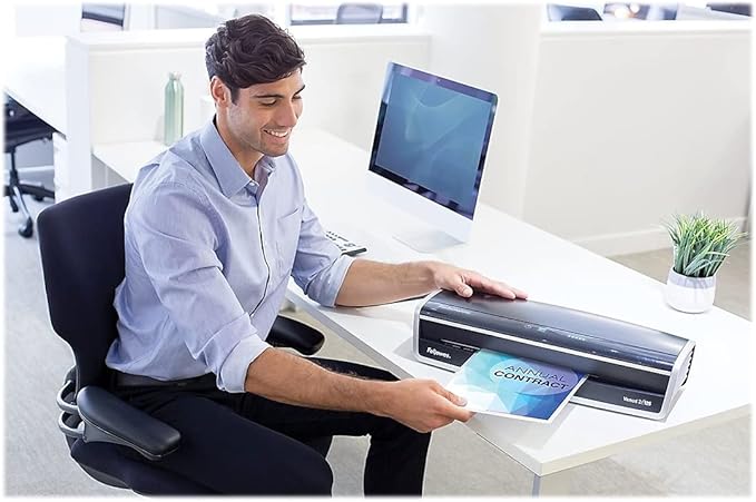 Fellowes Laminator Venus 2 125, Rapid 30-60 Second Warm-up Laminating Machine, with Laminating Pouches Kit (5734801), Black, Silver, 5.1" x 21.3" x 8.2"