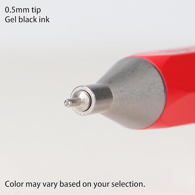 MARK'STYLE days, Gel Ink Metal Ballpoint Pen - 0.5mm Retractable Black Ink, Retro styling Light Weigh Pen, Made in Japan- Perfect for School, Office, and Journaling (Gray)