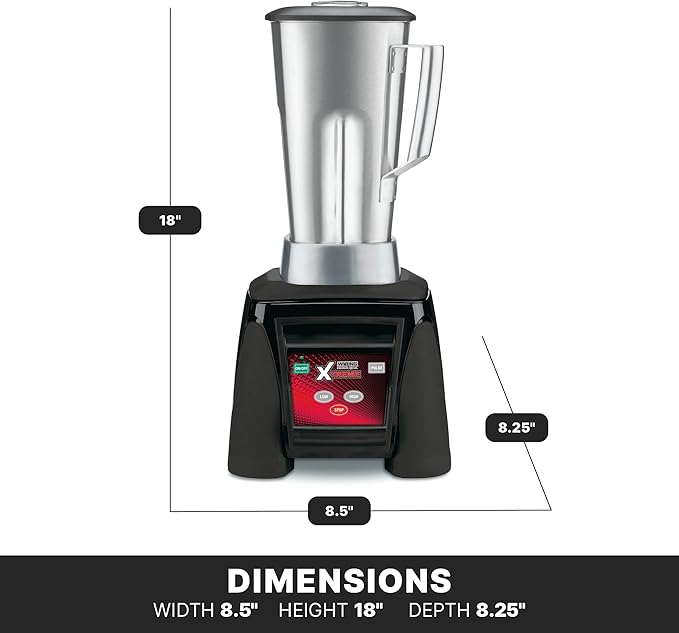 Waring Commercial MX1050XTS 3.5 HP Blender with Electronic Keypad Controls, Pulse Feature and a 64 oz. Stainless Steel Container, 120V, 5-15 Phase Plug