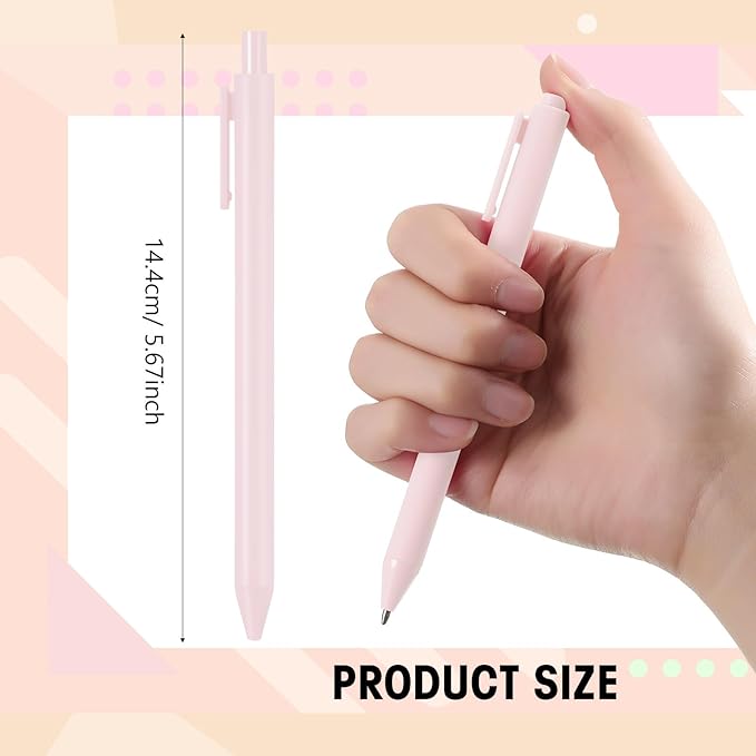 Teling 100 Pcs Ballpoint Pens Retractable Comfortable Cute Stylish Writing Pens in Medium Point 1.0 mm for Office Supplies(Pale Pink)