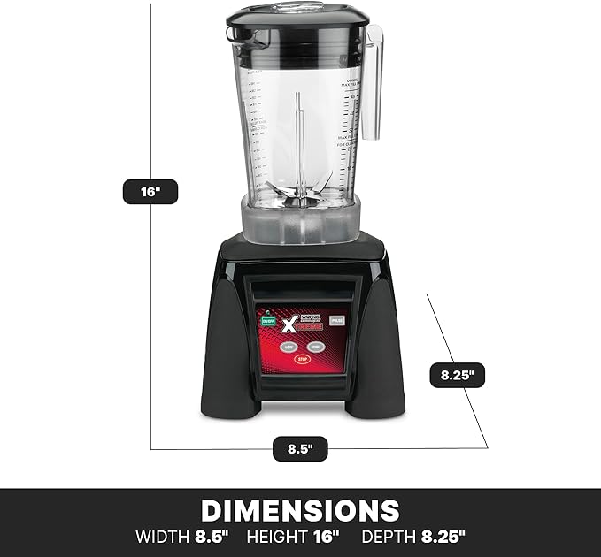 Waring Commercial MX1050XTXP 3.5 HP Blender with Electronic Keypad, Pulse Feature and a 48 oz. BPA Free Copolyester Container, 120V, 5-15 Phase Plug,Black