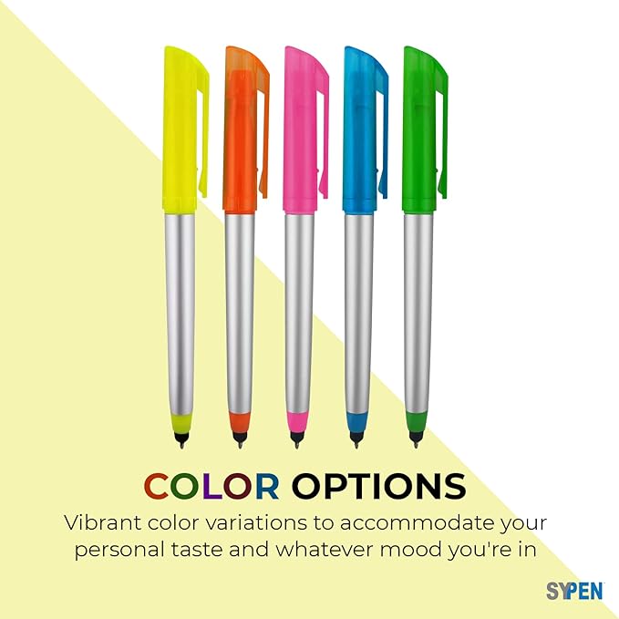 Personalized Pens with Highlighter and Stylus -250 Pack Bulk-Free Imprint - 3 In Highlighter, Ballpoint Pen, and Stylus Combo- add Custom Business Name, Logo or Gift Message- Assorted, Black Imprint