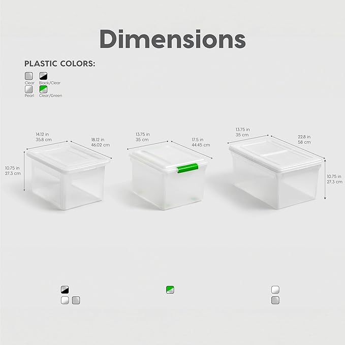 IRIS USA File Box, Plastic File Organizer with Lids for Letter/Legal File, Portable Document Box For Moving, Storage Bin with Durable and Secure Lid, Stackable Nestable BPA-Free, Pearl 35 Qt. 4 Pack