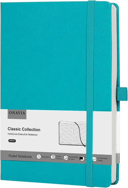 Lined Journal Notebooks for Work, Travel, College, A5 Size 100 GSM Thick Paper, Classic Ruled Journaling Notebook, Hardcover Notepad for Writing 160 Pages, 5.5 x 8.3 inch, Turquoise