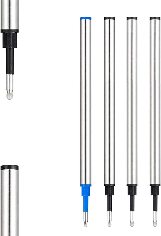 DunBong Rollerball Pen Refills, Roller Ball Fine Point 0.5mm, Red Ink Refill Pack of 5 - Replaceable Ballpoint Pen Refills Medium Point (Black)