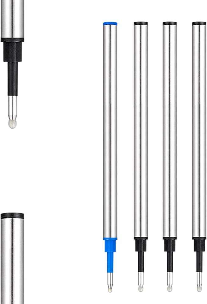 DunBong Rollerball Pen Refills, Roller Ball Fine Point 0.5mm, Red Ink Refill Pack of 5 - Replaceable Ballpoint Pen Refills Medium Point (Red)