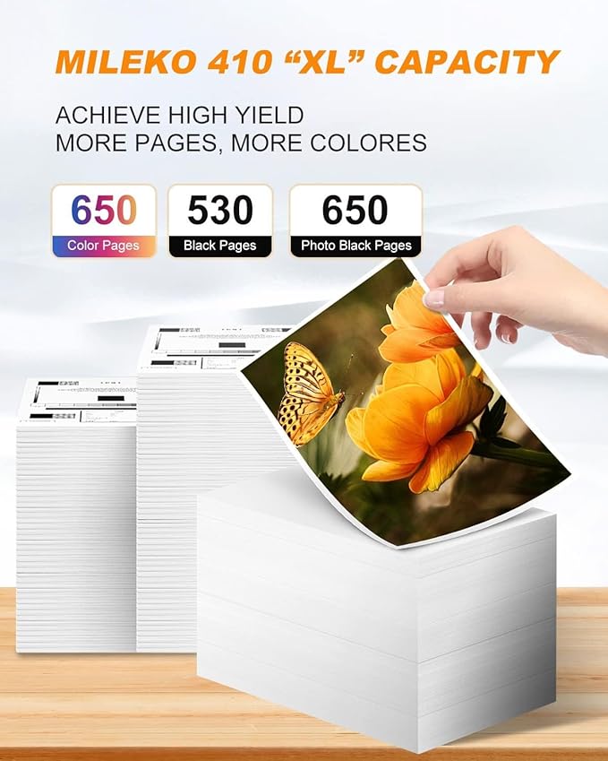 5 Pack 410XL Ink Cartridges for Epson 410 Ink Cartridges Combo Pack Remanufactured for Epson 410XL Works with Epson Expression XP-830 XP-7100 XP-640 XP-530 (Black, Cyan, Magenta, Yellow, Photo Black)