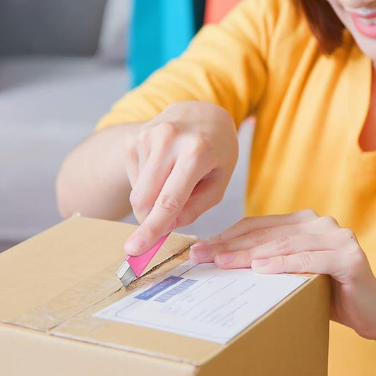 DIYSELF 48-Pack Box Cutters, Pink Utility Knife, Letter Openers with Single Edge Razor Blade, Box Cutter Retractable for Letters, Packages, and Paper, Box Opener, Lightweight Razor Knife (Pink)