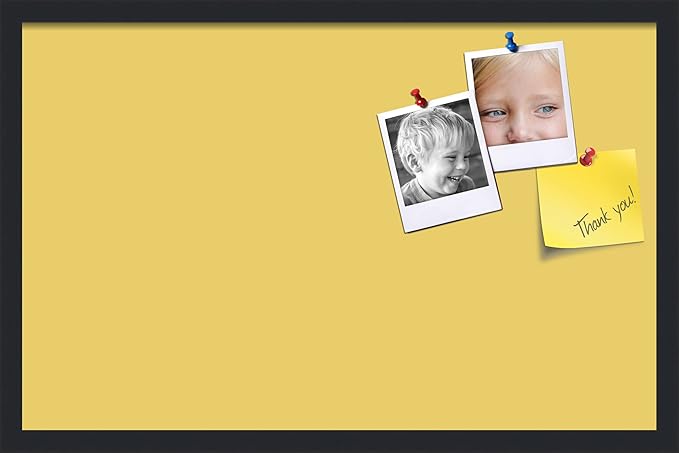 PinPix 28x18 Inch Cork Bulletin Board. This Decorative Framed Pin Board Comes with Honey Pastel Design and a Satin Black Frame. Ideal for Home Office Decor or Message Board (PinPix-1810)