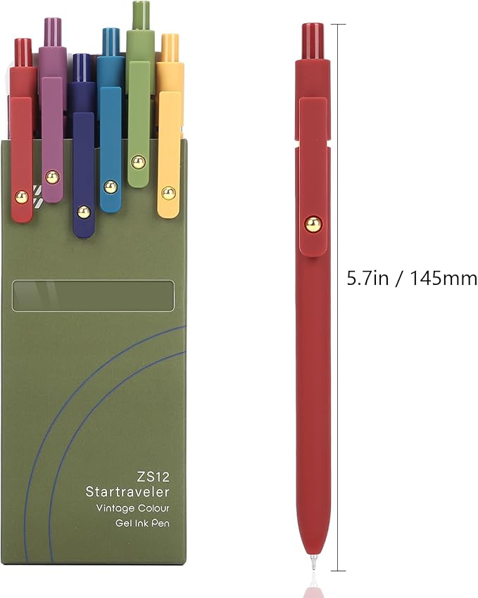 FIOVER Gel Pens, 6pcs 0.7mm Fine Point Black Ink, Smooth Writing Pens for Journaling, Nurse Aesthetic Cute Office School Supplies, Gifts for Women and Men (6Pcs Gold Vintage -Black ink)